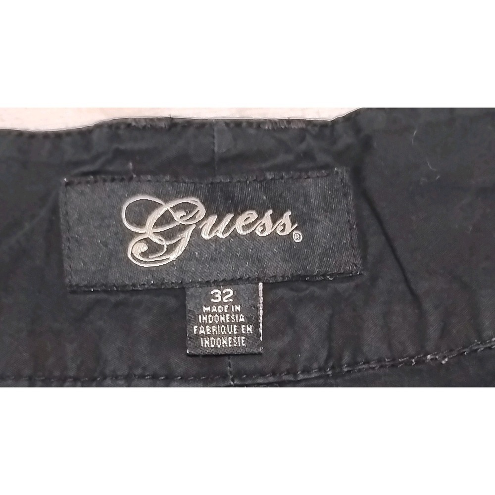 GUESS Black  Cargo Capri Pants Size 32 Y2K Utility D-Ring Ruched  Tie Cuff - Picture 2 of 7